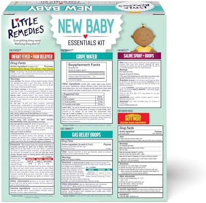 Little Remedies New Baby Essentials Kit with Saline Nasal Spray, Diaper Rash Cream, Gas Relief Drops, Gripe Water & More, Safe for Newborns, Multi-Color, 6 Piece Set (Pack of 6) - Image 2