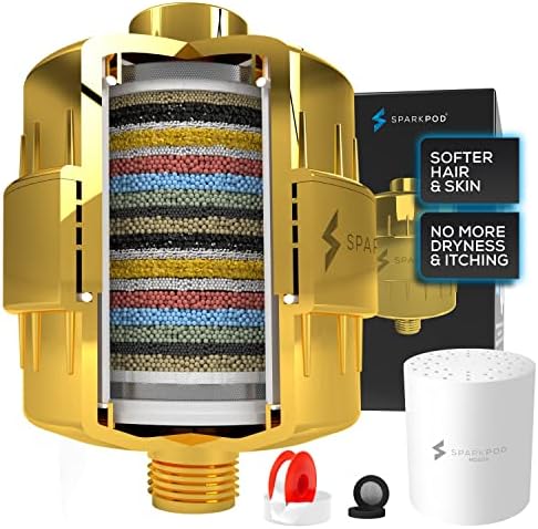 SparkPod 23-Stage Shower Head Filter for Showerheads, Egyptian Gold by SparkPod
