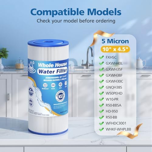 5 Micron 10" x 4.5" Whole House Water Filter Compatible with GE FXHSC - Image 2
