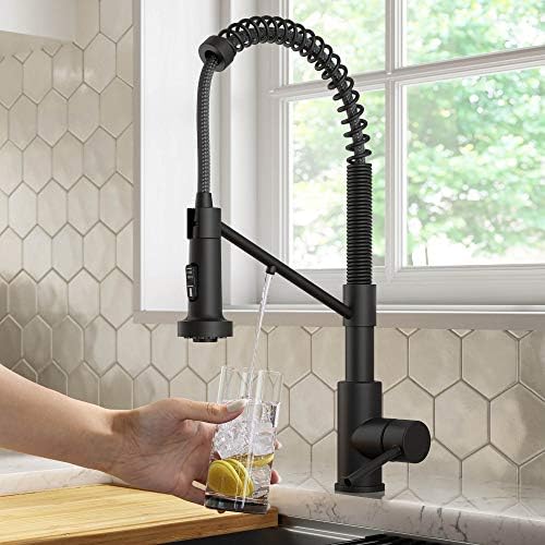KRAUS Bolden 2-in-1 Commercial Style Pull-Down Single Handle Water Filter Kitchen Faucet in Matte Black with Purita 2-Stage Under-Sink Filtration System by Unknown