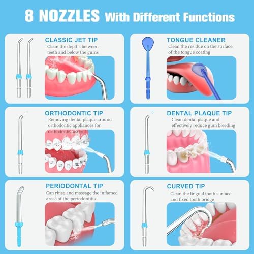 Replacement Tips for Waterpik Water Flosser,Replacement Classic Jet Tips Compatible with Waterpik Oral Irrigator,Replacement Brush Heads for Water pik,8 Pcs Replacement Parts for Water pik - Image 5
