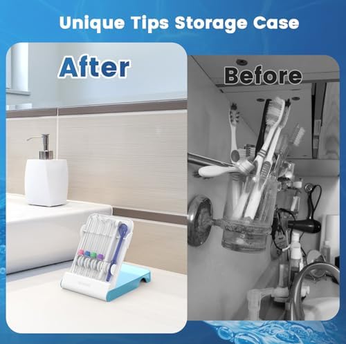 Replacement Tips for Waterpik, Water Flosser Replacement Heads Parts for Waterpik Oral Irrigator (Aquaflosser 6 Tips Tongue Combo & Storage Case Bundle) - Image 5