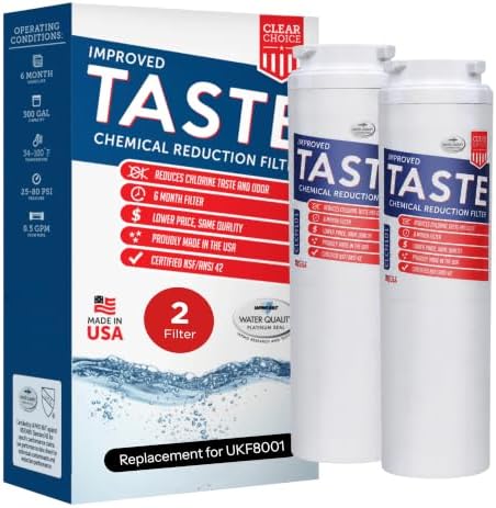 Clear Choice Fridge Filter for Whirlpool UKF8001 WF50 2-Pack Made in USA by Clear+Choice