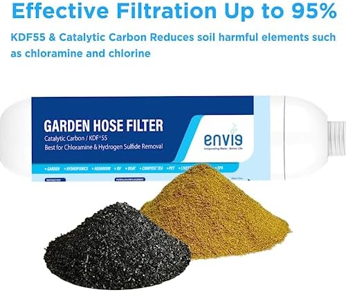 Envig Catalytic Carbon KDF Inline Garden Hose Filter Removes Chloramine, Chlorine, VOCs & Chemicals for Hydroponics, Microgreens, Organic Gardening, Pet, and Healthy Outdoor Living (1) - Image 3