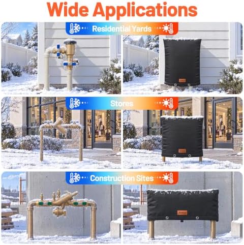 Backflow Preventer Insulation Cover 36" x 24" Pipe Covers for Outside Black - Image 7