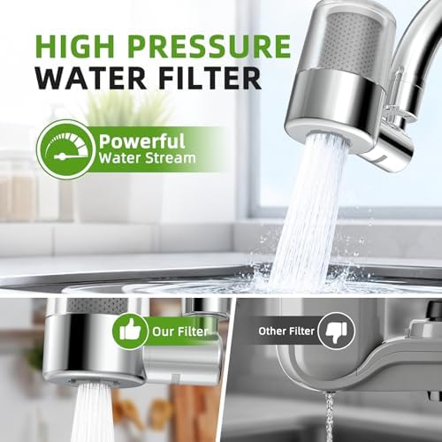720° Rotating Faucet Water Filter - w/4 Filters, 22 Adapters, 2 Modes Faucet Extender Aerator, Remove Chlorine & Sediment for Most Bathroom/Pull Out Kitchen/RV Faucets, Water Saving Tap Filter - Image 4