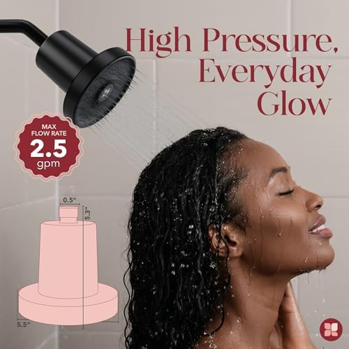 Shower Filter Head for Hard Water Improves Skin, Hair, and Nails - Large, High Output Filtered Shower Head with Filter Softens Water and Removes Chlorine and Heavy Metals, Matte Black - Image 5