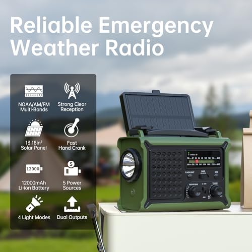 Solar Radio Emergency Hand Crank 12000mAh with Clear Signal - Image 2