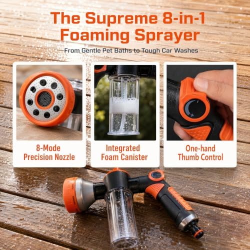Dog Washing Hose Attachment, 8-in-1 Dog Shower Attachment & Hose Nozzle - Image 2