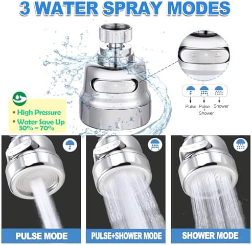 Kitchen Sink Faucet Sprayer Attachment, Movable Kitchen Tap Head 360° Rotatable, Anti-Splash Sink Sprayer Faucet Nozzle Head, Water Saving Faucet Aerator - Image 3