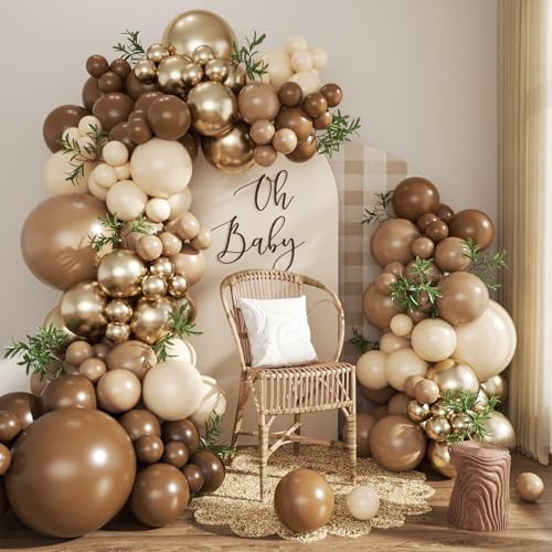 Brown Balloon Arch Kit for Bear Baby Shower Birthday Party Decorations by CROSSFINGERS