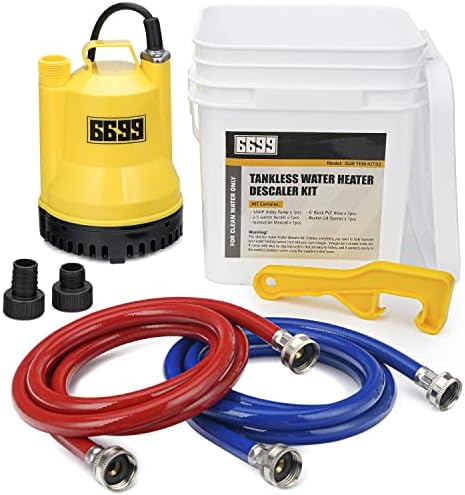 Tankless Water Heater Flushing Kit, 1/6 HP Pump, 2 Hoses, 3 Gal Pail by Volcanorproducts
