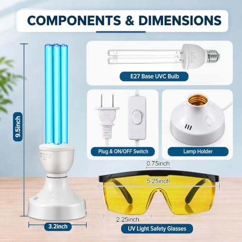 Qualirey 25W UV Light with E27 Base, Remote Control and Glasses,with Ozone - Image 2