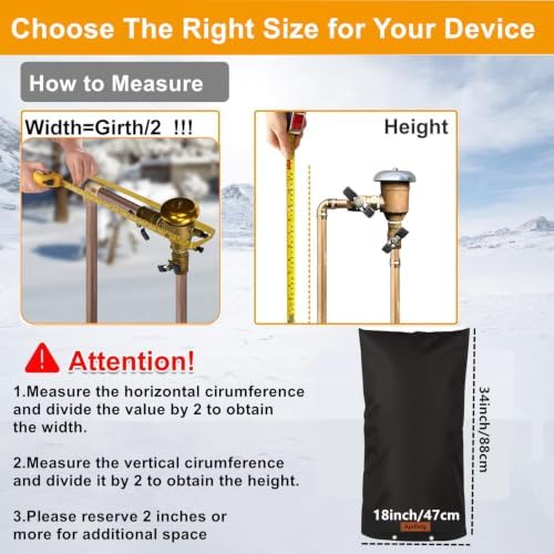 Backflow Preventer Insulation Cover, Pipe Insulation Covers Winter Freeze Protection,Irrigation Sprinkler Valve / Water Well Pump Insulated Pouch for Outside (Black, 18" W x 34" H) - Image 2