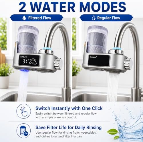 Faucet Mount Water Filter with UV Light & LED Indicator, 8-Stage Carbon Filtration for Clean Drinking Water, Includes 2 Extra Replacement Filters – Model EL-LS-A21 (Gray Color) - Image 6