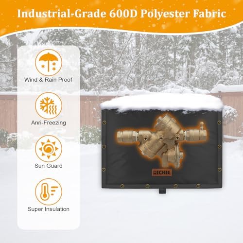Backflow Preventer Insulated Cover (5°F) for Winter Freeze Protection, 21"W x 16"H Thickened Pressure Reducing Value & Well Pump Cover, Outdoor Waterproof Insulation Pouch for Sprinkler Valve, Black - Image 5