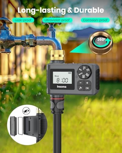 2 PCS Water Timer with Brass Inlet, Water Sprinkler Timer with Rain Delay/Manual/Automatic Drip Irrigation and Lawn Watering System for Yard - Image 6