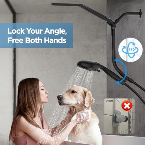 Dual Handheld Shower Head Combo, 2-in-1 Rain Shower Heads System Wide Rainfall Shower Head and 10 Modes High Pressure Hand Held Showerhead with Built-in Power Wash - Image 4