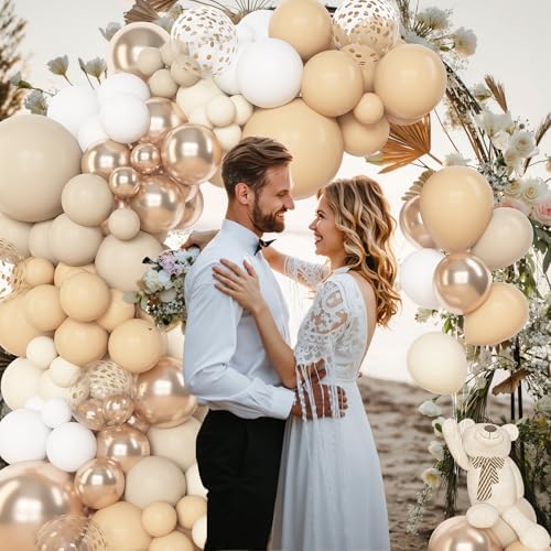 Amandir 153pcs White Sand Beige Balloon Arch Garland Kit Different Sizes - Image 5