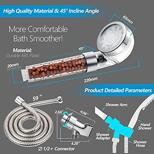 FASTRAS LED Shower Head with Handheld, Shower Head High Pressure Shower Head with Hose & Holder, 3 Water Temperature-Controlled Water Saving Filtered Shower Head for Dry Hair & Skin - Image 5