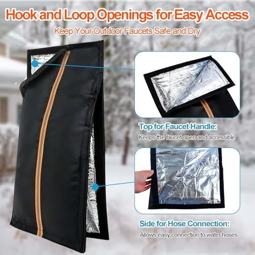 Outdoor Faucet Cover for RV Park & Yard Hydrant 35"x15" Waterproof Extended Spigot Insulated Water Faucet Cover Large Freeze and Heat Protector for Winter Outside Garden Lawn Backflow Sprinkler System - Image 4