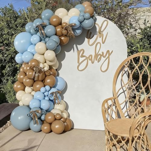 Dusty Blue Brown Balloon Arch Kit for Bear Baby Shower - Image 6