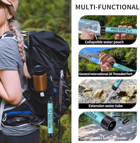 Personal Water Filter Straw, 6-Pack Blue Color, Portable Purification System for Outdoor Activities Including Hiking, Camping, and Fishing - Travel Accessories - Image 5