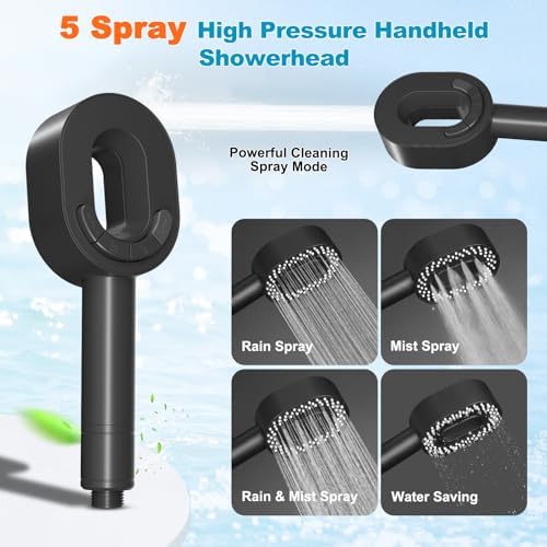 Hibbent Filtered Showerhead with handheld, High Pressure 5 Sprays Shower - Image 2