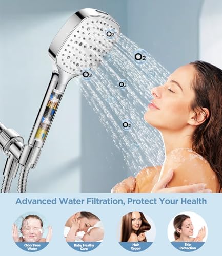 MakeFit Filtered Shower Head with Handheld, 7 Modes High Pressure Handheld Showerhead with Filters, Detachable Shower Heads Water Softener Filters Beads for Hard Water - Remove Chlorine & Heavy Metals - Image 6