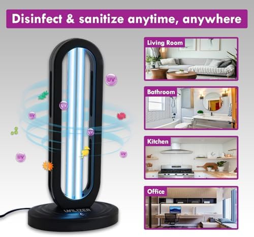 UVILIZER Tower (2 Pack) - UV Light Sanitizer & Ultraviolet Lamp with Remote Control (UV-C Cleaner for Home, Room, Office | 38W UVC Disinfection Bulb | Kill Germs, Bacteria, Virus, Dust | USA) - Image 5