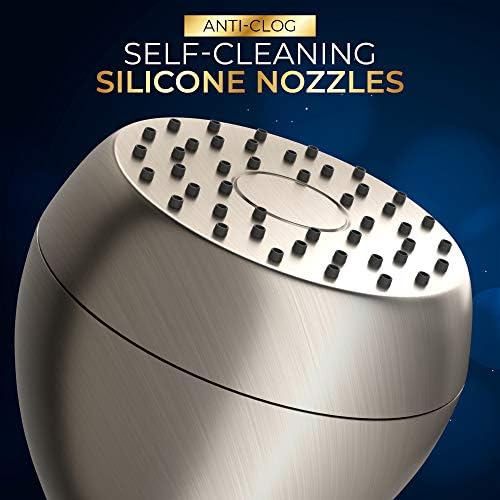 High Pressure Shower Head - Powerful Deluxe Bathroom Showerhead with Strong Spray Stream and Small Silicone Nozzles - Universal Fit Works with High and Low Water Flow Showers (Brushed Nickel)-1.8 GPM - Image 4
