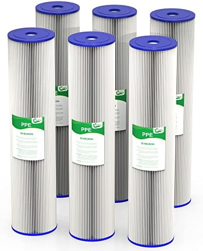 20 Micron 20-Inch Whole House Water Filter Cartridge, 6 Pack by Vegebe