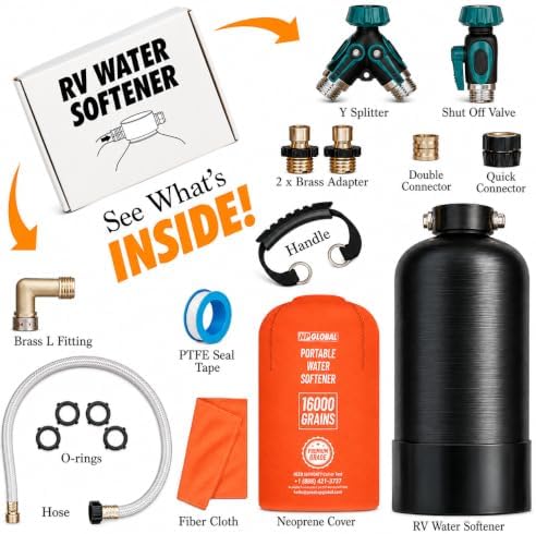 RV Water Softener Portable - 16,000 Grain, 3/4" GHT Fittings, Convenient Water Softener for RVs, Trailers, Boats, Mobile Car Washing, Pressure Washing - Image 2