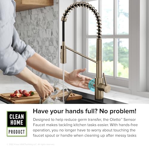 KRAUS Oletto Touchless Sensor Commercial Pull-Down Single Handle Kitchen Faucet with QuickDock Top Mount Assembly in Spot Free Antique Champagne Bronze, KSF-2631SFACB - Image 7