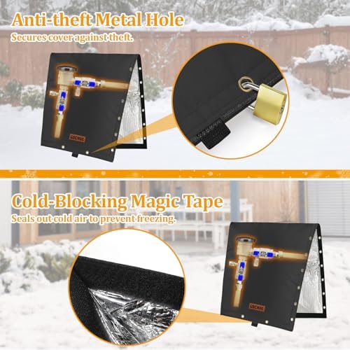 RICHIE 2-Way Opening Backflow Preventer Cover (5°F) Heavy-Duty 5-Layer Insulated Enclosure, All-Weather Protection for Outdoor Pipe, Irrigation Sprinkler Valve, Well Water Pump, 14" W x 26" H Black - Image 7