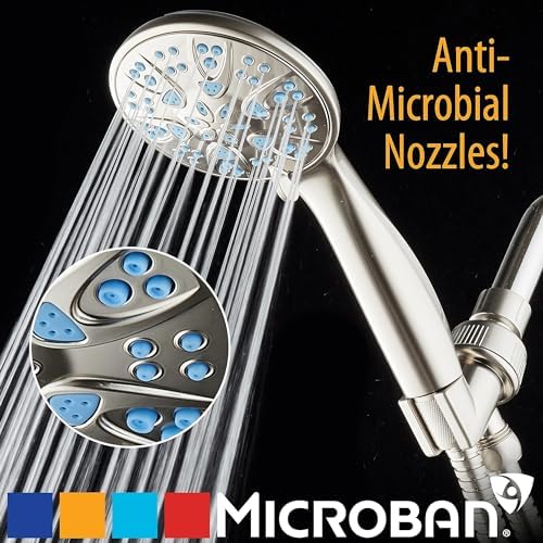 AquaDance Anti-Clog High-Pressure 6-Setting Hand with with Microban Nozzle Protection from Growth of Mold & Mildew for Stronger Shower! Aqua Blue Jets – 1.8 GPM - Image 6