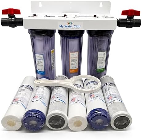 Whole House 3-Stage Water Filtration System, 3/4" port with 2 valves and extra 1 year filter supply (2 sets, 6 pcs) - Image 2