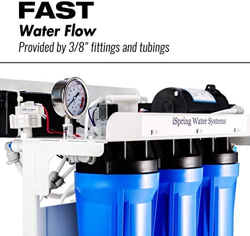 iSpring RCB3P Tankless Reverse Osmosis Filtration System, 300 GPD Under Sink RO System, Reduces TDS, 1.5:1 Pure to Drain, Booster Pump & Pressure Gauge for Residential & Light Commercial Use - Image 2