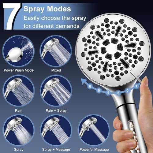 Filtered Shower Head with Handheld, High Pressure 7-Spd Showerhead - Image 4