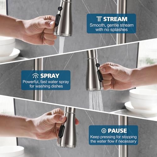 Kitchen Faucet Head Replacement 2 Modes with 12 Adapters, Pull Down Spray Head for Kitchen Faucet, Kitchen Sink Sprayer Replacement Compatible with Moen, American Standard, Kohler Faucets - Image 2
