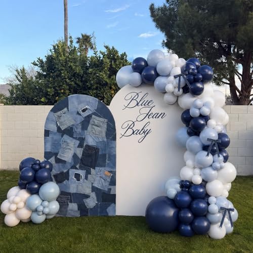 Blue White Balloon Arch Kit, Blue Jean Baby Shower Decor - Image 3