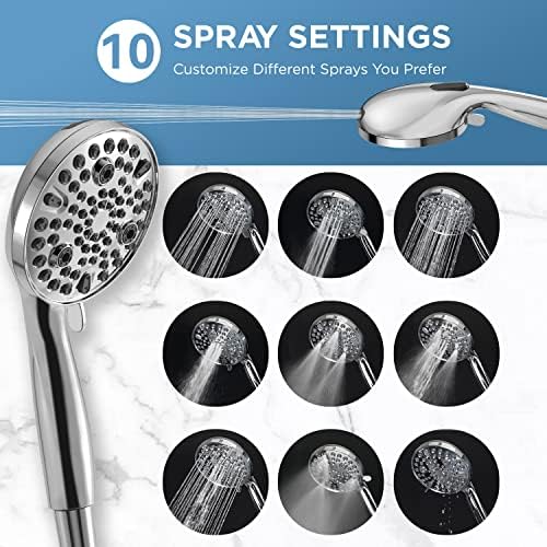 MakeFit Dual Handheld Shower Head Combo, 2-in-1 Rain Shower Heads System 8 Inch Rainfall Shower Head and 10 Modes High Pressure Hand Held Showerhead with Built-in Power Wash - Image 6