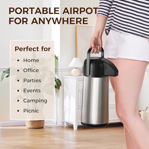Coffee Carafe for Keeping Hot, 85OZ Airpot Coffee Dispenser with Pump - Image 7
