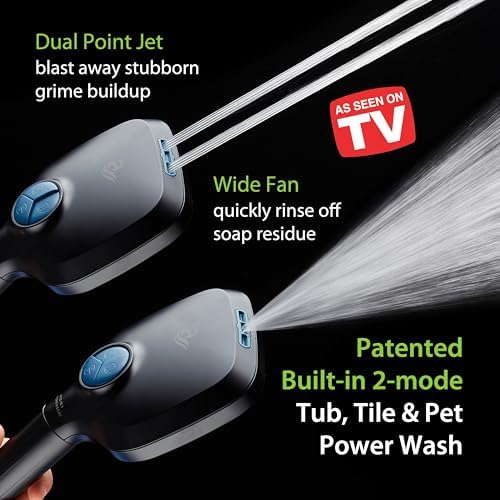 AquaCare High Pressure 10 Spray Mode Filtered Showerhead - Handheld Shower Head Filters Chlorine to Heal Dry Skin, Revive Hair - Dual Power Wash Cleans Tub, Tile, Pets - Hard Water Softener, Black - Image 3
