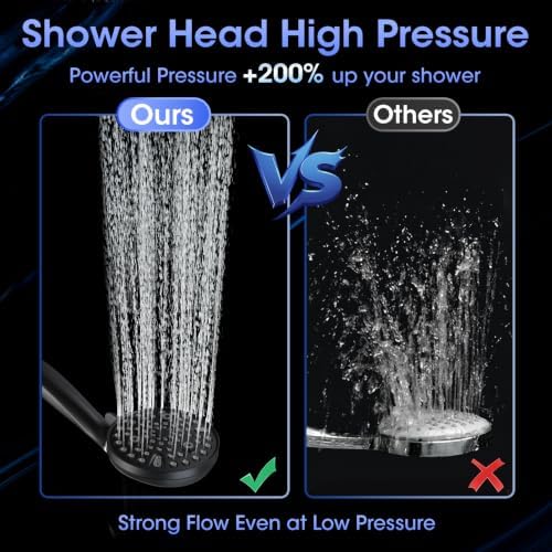 Shower Head with Handheld, High Pressure 10 Spray Modes, Matte Black - Image 4