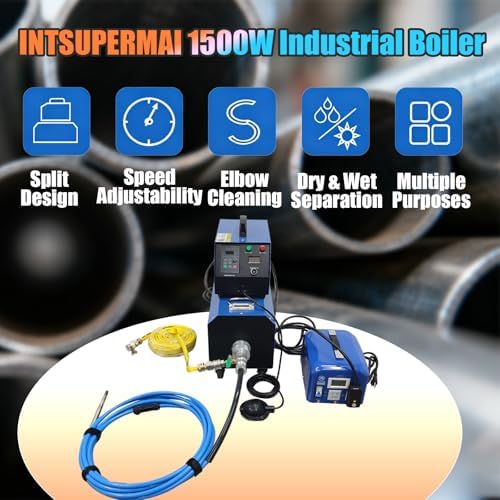 INTSUPERMAI 1500W Industrial Boiler Tube Cleaner Boiler Pipeline Cleaning Machine 110V/220V Evaporator Heat Exchanger Duct Cleaner with 26ft Shaft Brushes Bits for 12-36mm/0.47-1.42in Pipes - Image 4