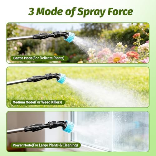 Battery Powered Sprayer Wand with 32.8FT Extended Hose, Electric Garden Sprayer with 3 Speeds & Battery Indicator, 4 Nozzles, 7.4V Portable Weed Sprayer for Lawn Care, Fertilizing, Watering - Image 4
