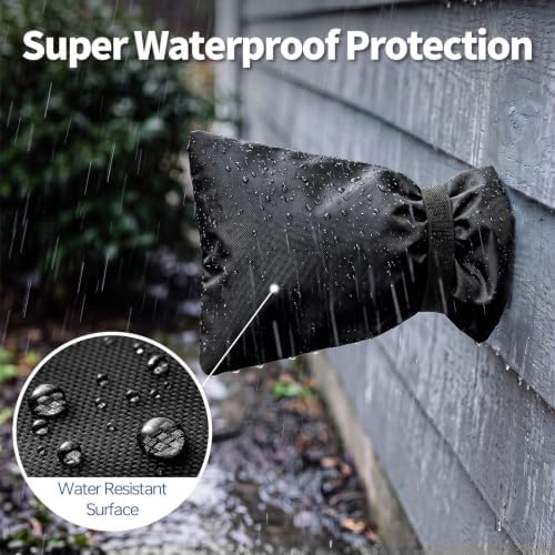 Outdoor Faucet Cover for Winter, 3M Thinsulate Spigot Cover for Winter Freeze Protection, Waterproof, 10" H x 6.3" W Outside Hose Bib Insulated Covers for Wall Taps, 2 Pcs Faucet Socks - Black - Image 5