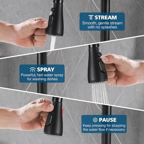 Kitchen Faucet Head Replacement 2 Modes with 12 Adapters, Pull Down Spray Head for Kitchen Faucet, Kitchen Sink Sprayer Replacement Compatible with Moen, American Standard, Kohler Faucets - Image 2