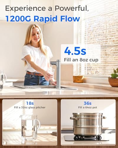 Waterdrop X12Alkaline Mineral Reverse Osmosis System 1200 GPD Silver Faucet - Image 6